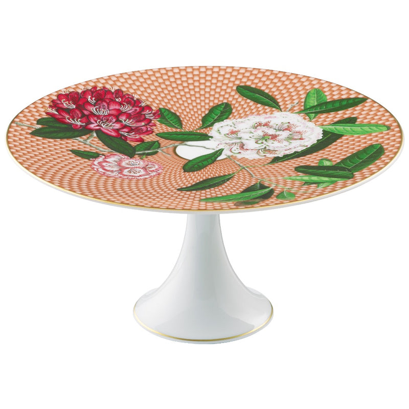 Raynaud porcelain cake stand petit four 22cm Trésor Fleuri rhododendron