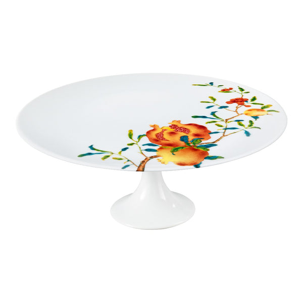 Harmonia luxury porcelain petit four cake stand medium with a floral pattern, featuring shades of pink and green.