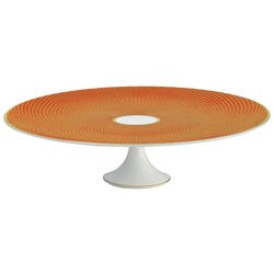 Raynaud Trésor orange porcelain cake stand petit four 27cm with gold-accented honeycomb design