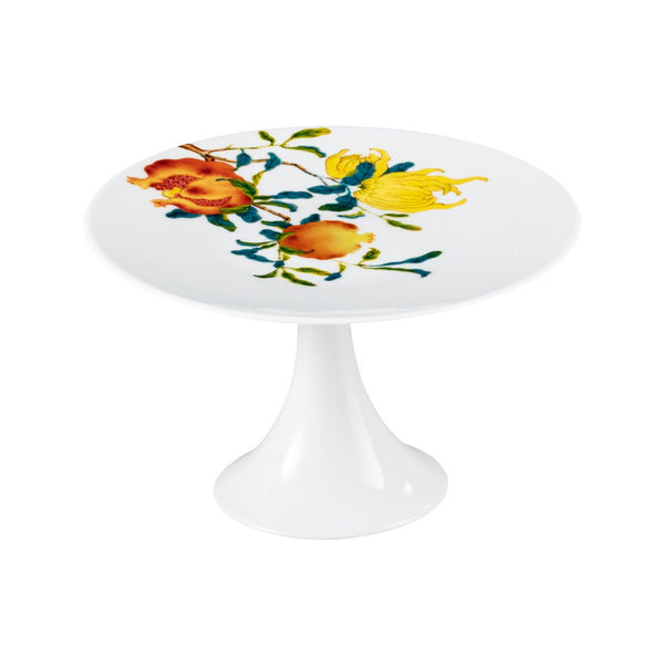 Harmonia luxury porcelain petit four cake stand small with fruit and floral motifs inspired by Chinese imperial art by Raynaud