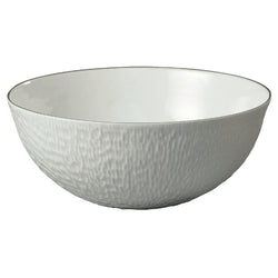Raynaud Minéral Platinum calabash shaped Limoges porcelain salad bowl with platinum rim and sculptural form
