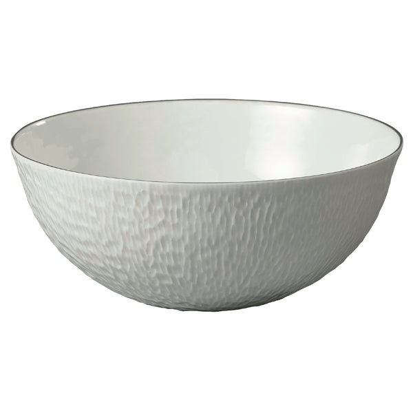 Raynaud Minéral Platinum calabash shaped Limoges porcelain salad bowl with platinum rim and sculptural form
