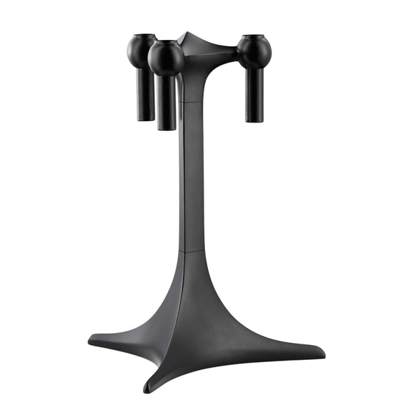 Matte black candle stand by Stoff Nagel, modular sculptural holder for 13 mm taper candles