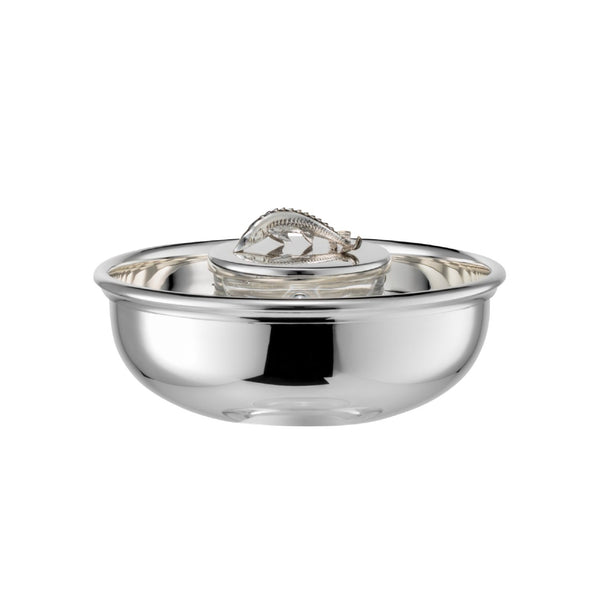 Silver-plated caviar bowl Shine with crystal insert by Sonja Quandt