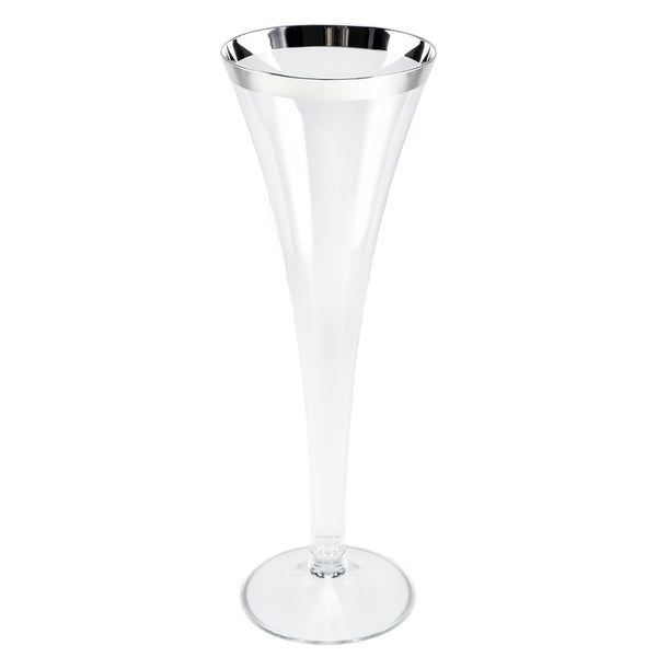 Luxury Champagne Flute Crystal with Fine Silver Rim – Simone Collection by Sonja Quandt