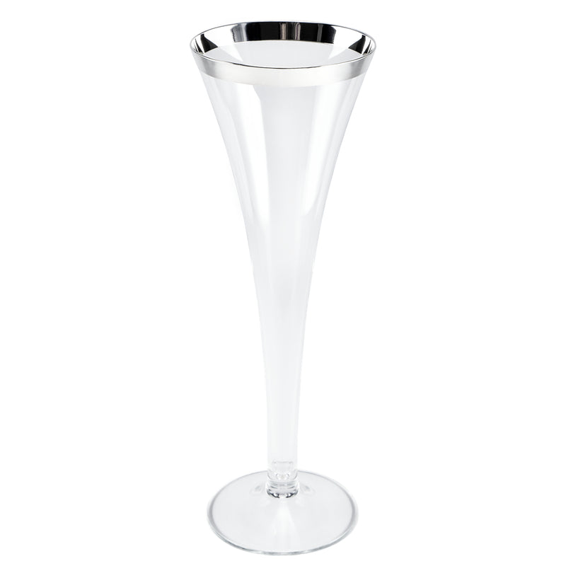 Luxury Champagne Flute Crystal with Fine Silver Rim – Simone Collection by Sonja Quandt