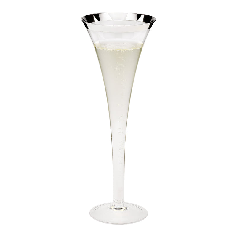 Handcrafted Champagne Flute in Crystal with Fine Silver Decor – Simone Collection Sonja Quandt