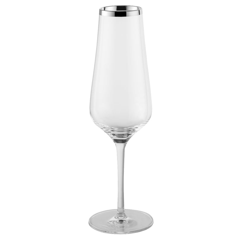 Luxury Champagne Glass Crystal with Fine Silver Rim – Avantgarde Collection by Sonja Quandt