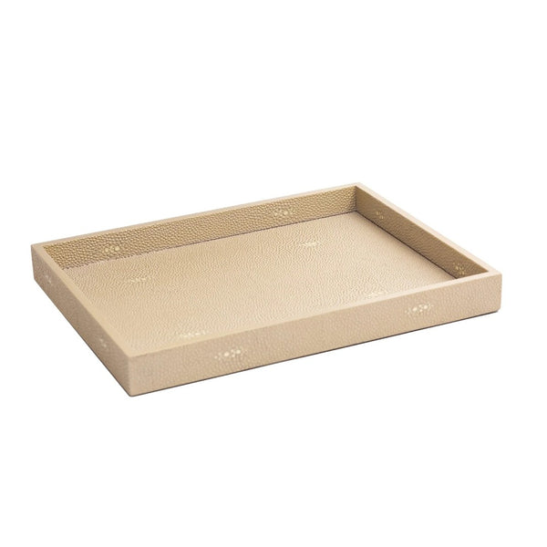 Medium Chelsea tray in faux shagreen natural by Posh Trading Company, handcrafted with a refined textured finish.