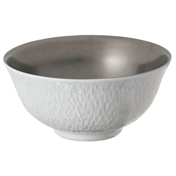 Raynaud Minéral Platinum 10cm Limoges porcelain Chinese soup bowl with platinum interior and white exterior

