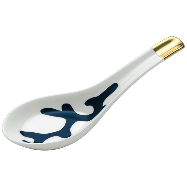 Chinese Spoon Cristobal Marine porcelain by Raynaud with marine blue coral motif and gold accent