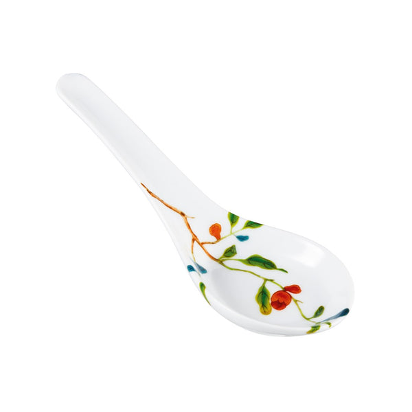 Harmonia luxury porcelain Chinese spoon with fruit and floral motifs inspired by Chinese imperial art by Raynaud