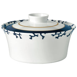 Chinese Vegetable Dish Cristobal Marine porcelain by Raynaud with marine blue coral motifs and gold accents