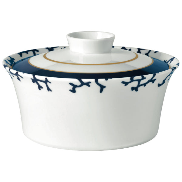 Chinese Vegetable Dish Cristobal Marine porcelain by Raynaud with marine blue coral motifs and gold accents