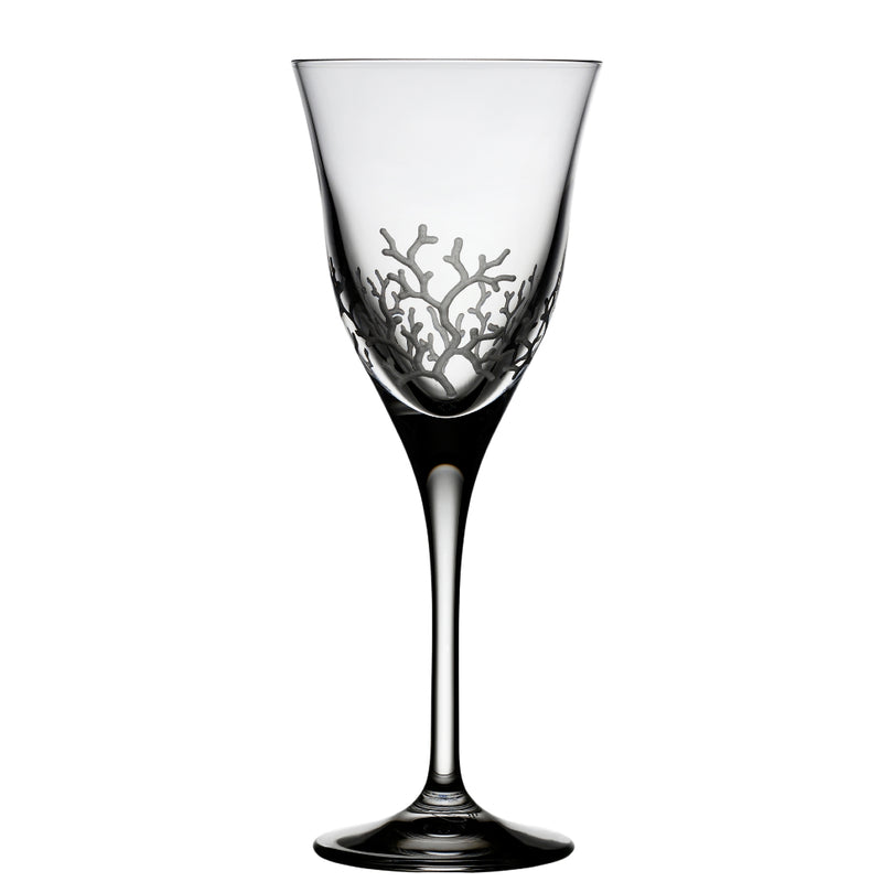 Clear crystal water glass with coral engraving – Coral Collection by Varga Crystal