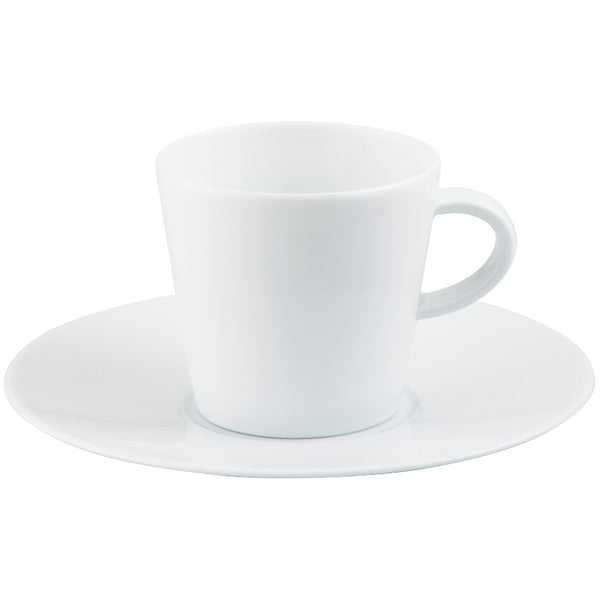 Hommage coffee cup and saucer by Raynaud, fine porcelain handcrafted in France with wide-rim layered design for luxury yachts, villas, and refined dining.

