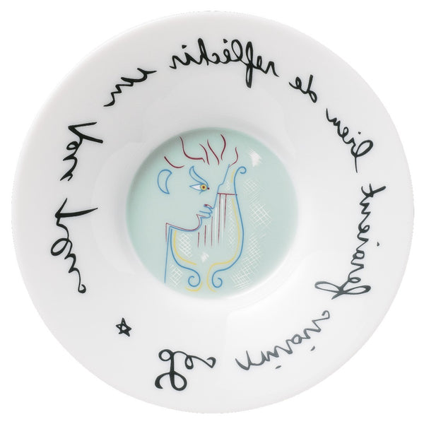Top view of the saucer platinum mirror Orphée à la Lyre Jean Cocteau Raynaud