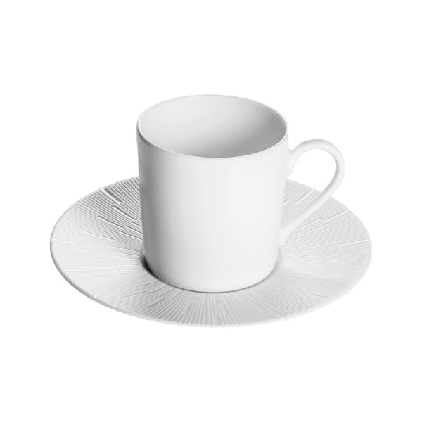 coffee cup and saucer in white porcelain from the collection Infini by Haviland