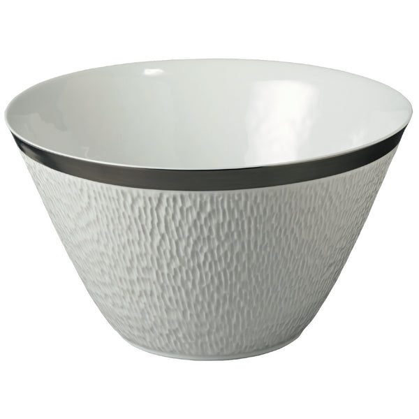 Raynaud Minéral Platinum conical Limoges porcelain salad bowl with platinum rim and modern silhouette
