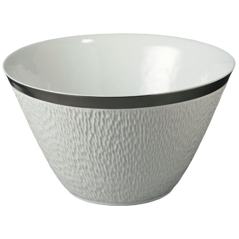 Raynaud Minéral Platinum conical Limoges porcelain salad bowl with platinum rim and modern silhouette