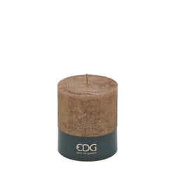 Copper Rustic pillar candle 11cm by EDG with hand-textured metallic finish