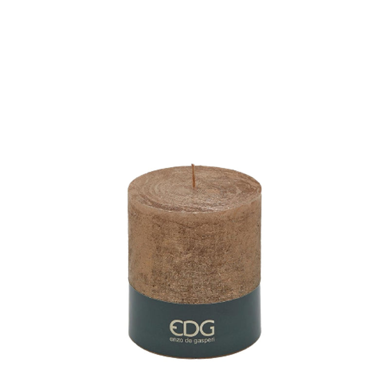 Copper Rustic pillar candle 11cm by EDG with hand-textured metallic finish