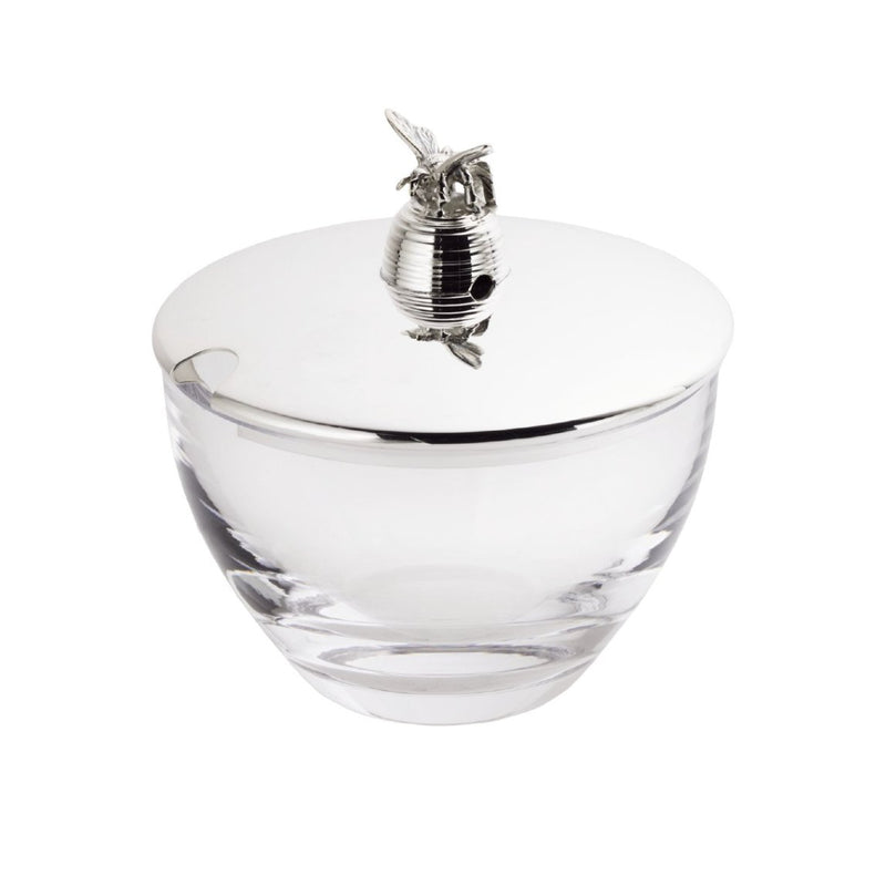 crystal honey jar with silver-plated bee lid by Sonja Quandt