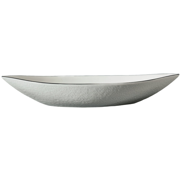 Raynaud Minéral Platinum 39.5cm Limoges porcelain deep dish with platinum rim for elegant serving