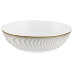 Deep plate 17cm in Limoges porcelain with black and gold Bauhaus-inspired geometric design from the Oskar collection by Raynaud.