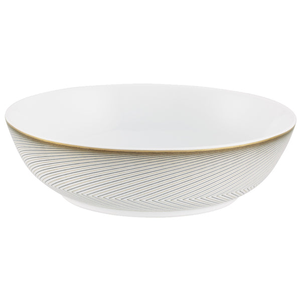 Deep plate 17cm in Limoges porcelain with black and gold Bauhaus-inspired geometric design from the Oskar collection by Raynaud.