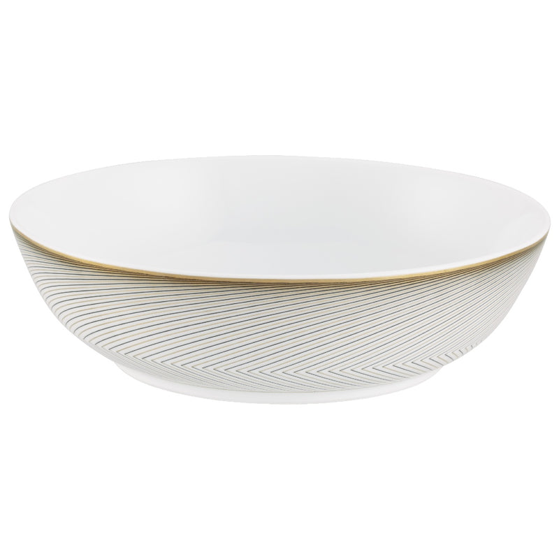 Deep plate 17cm in Limoges porcelain with black and gold Bauhaus-inspired geometric design from the Oskar collection by Raynaud.