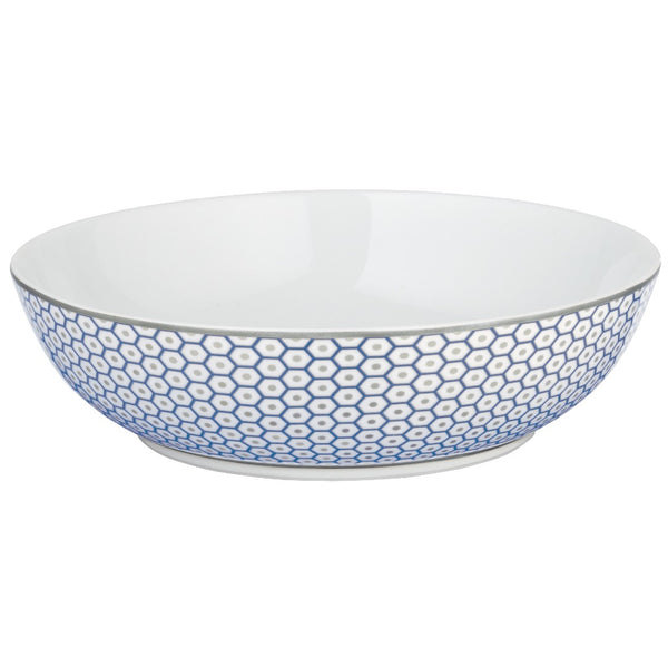 Raynaud Trésor Bleu Limoges porcelain deep plate 17cm with cobalt blue and platinum honeycomb border