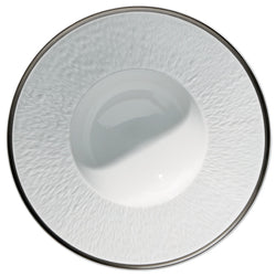 Raynaud Minéral Platinum 22.5cm Limoges porcelain deep plate with platinum rim