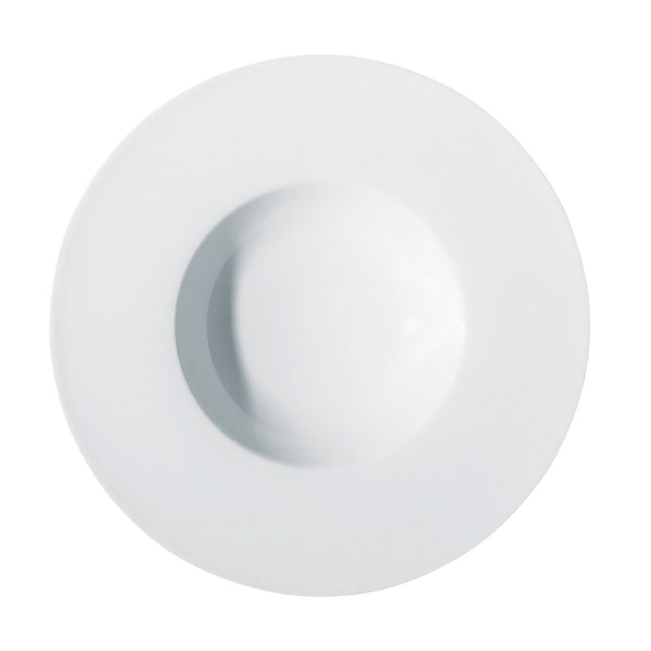 Hommage 27cm deep plate with rim by Raynaud, wide-rim fine porcelain handcrafted in France with layered design