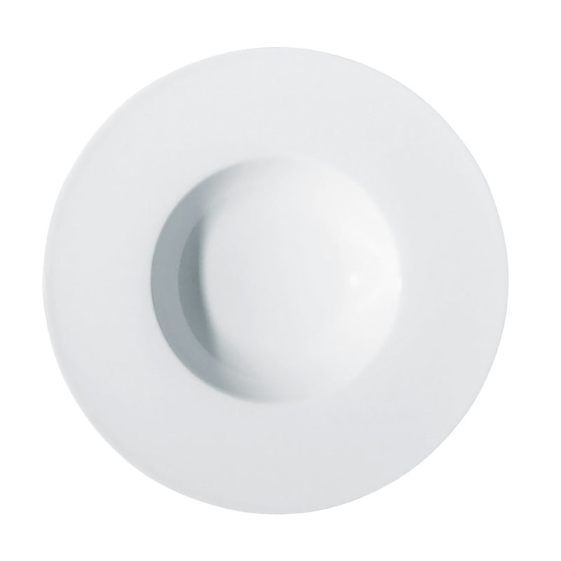 Hommage 27cm deep plate with rim by Raynaud, wide-rim fine porcelain handcrafted in France with layered design
