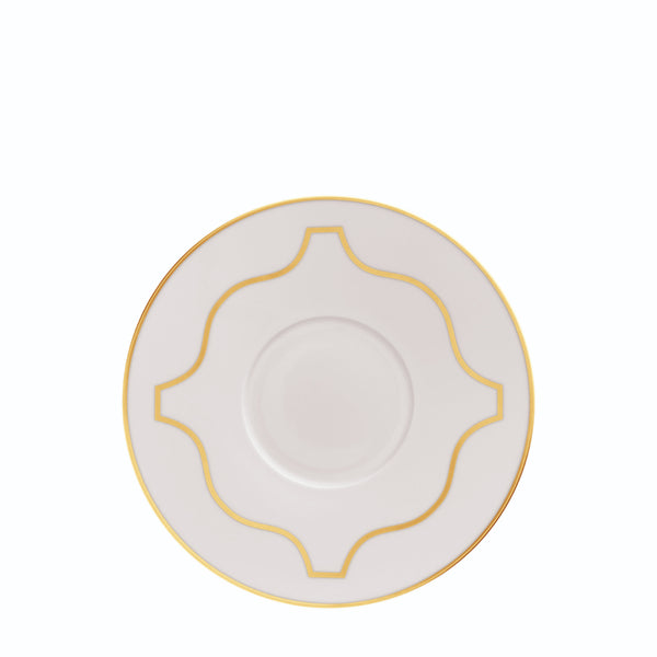 Dessert Plate Carlo Este by FÜRSTENBERG in fine porcelain with golden geometric ornamentation designed by Carlo Dal Bianco.