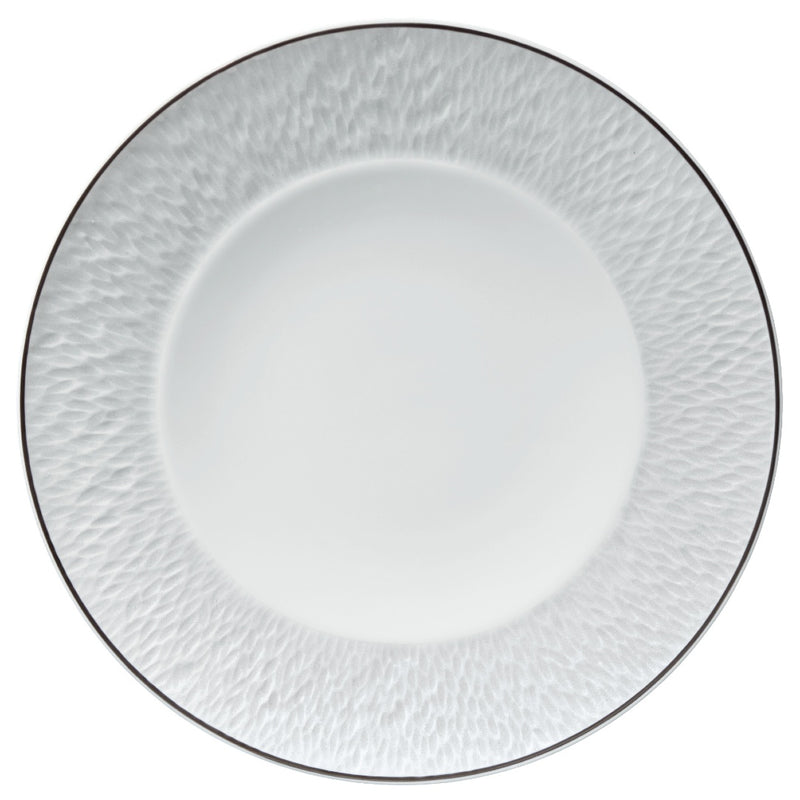 Raynaud Minéral Platinum Limoges porcelain dessert plate with platinum rim and matte glaze