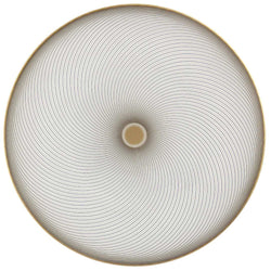 Dessert plate No. 1 in Limoges porcelain with black and gold concentric Bauhaus-inspired design from the Oskar collection by Raynaud.