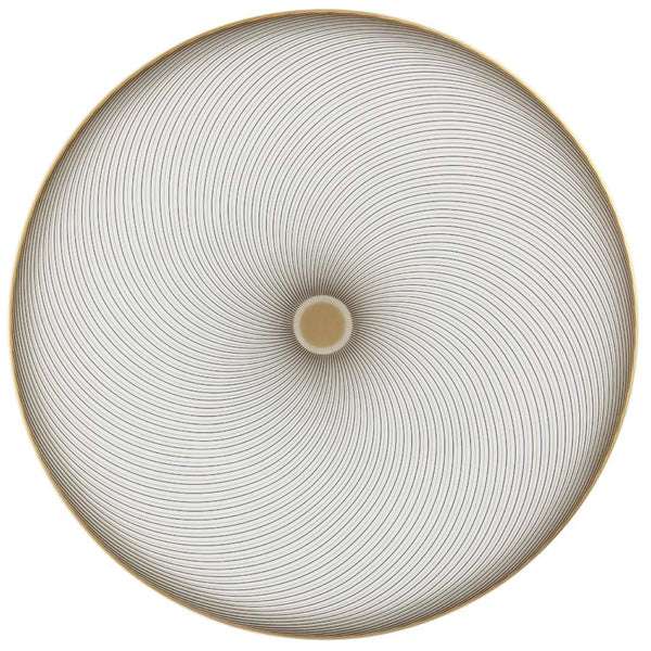 Dessert plate No. 1 in Limoges porcelain with black and gold concentric Bauhaus-inspired design from the Oskar collection by Raynaud.