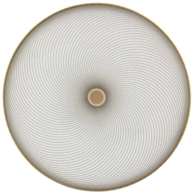 Dessert plate No. 1 in Limoges porcelain with black and gold concentric Bauhaus-inspired design from the Oskar collection by Raynaud.