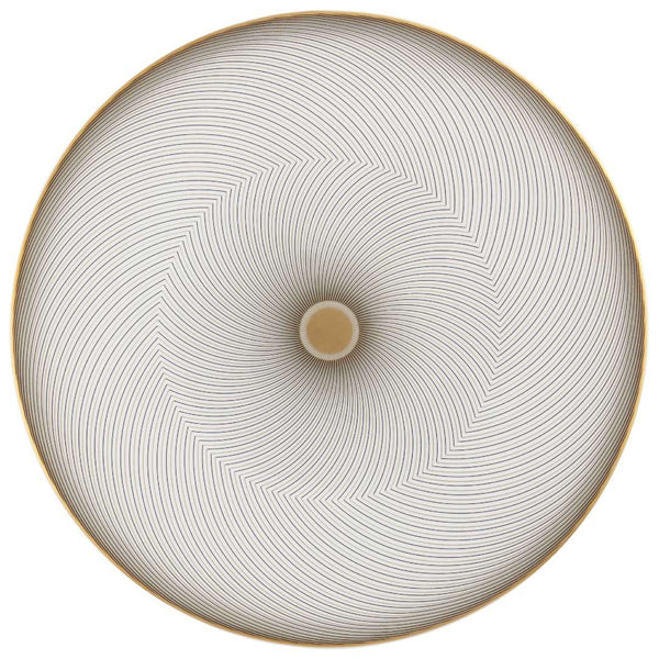 Dessert plate No. 4 in Limoges porcelain with black and gold geometric design from the Oskar collection by Raynaud.