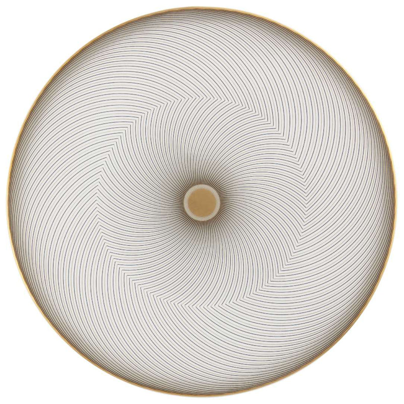 Dessert plate No. 4 in Limoges porcelain with black and gold geometric design from the Oskar collection by Raynaud.