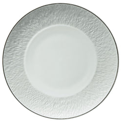 Raynaud Minéral Platinum 27cm Limoges porcelain dinner plate with platinum rim and matte glazed finish