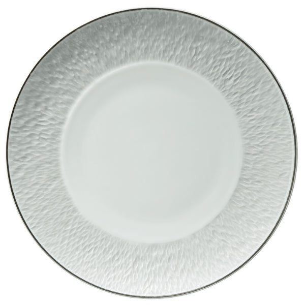 Raynaud Minéral Platinum 27cm Limoges porcelain dinner plate with platinum rim and matte glazed finish