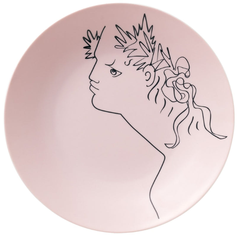 Dinner plate pastel pink Eurydice design Jean Cocteau collection Raynaud