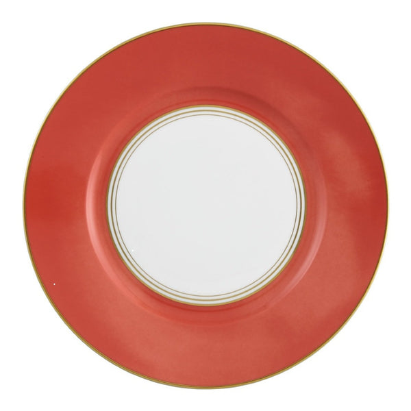 Luxury porcelain dinner plate No.3 Cristobal Rouge red and gold border by Raynaud