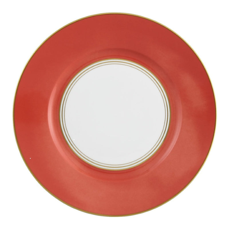 Luxury porcelain dinner plate No.3 Cristobal Rouge red and gold border by Raynaud
