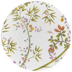 white dinner plate with floral design