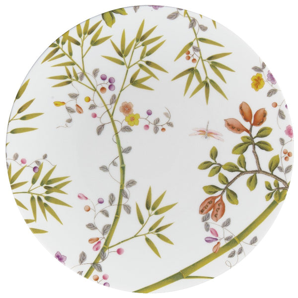 white dinner plate with floral design
