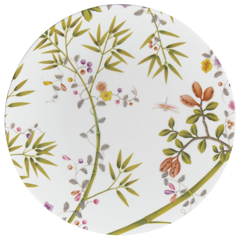 white dinner plate with floral design
